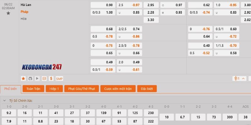 Soi kèo Hà Lan vs Pháp, 2h00 ngày 22/6 - Euro 2024 10 Bảng kèo Hà Lan vs Pháp