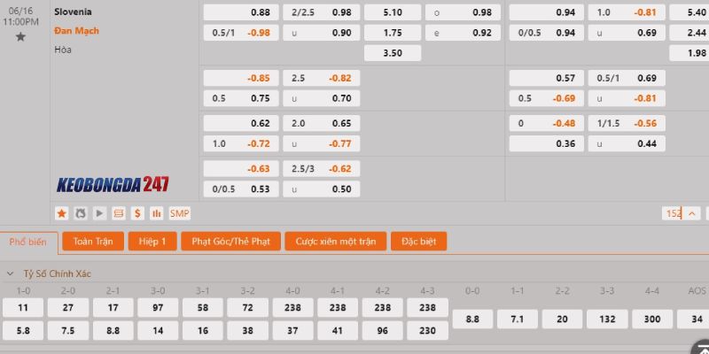 Soi kèo Slovenia vs Đan Mạch, 23h00 ngày 16/6 - Euro 2024 10 Bảng kèo Slovenia vs Đan Mạch